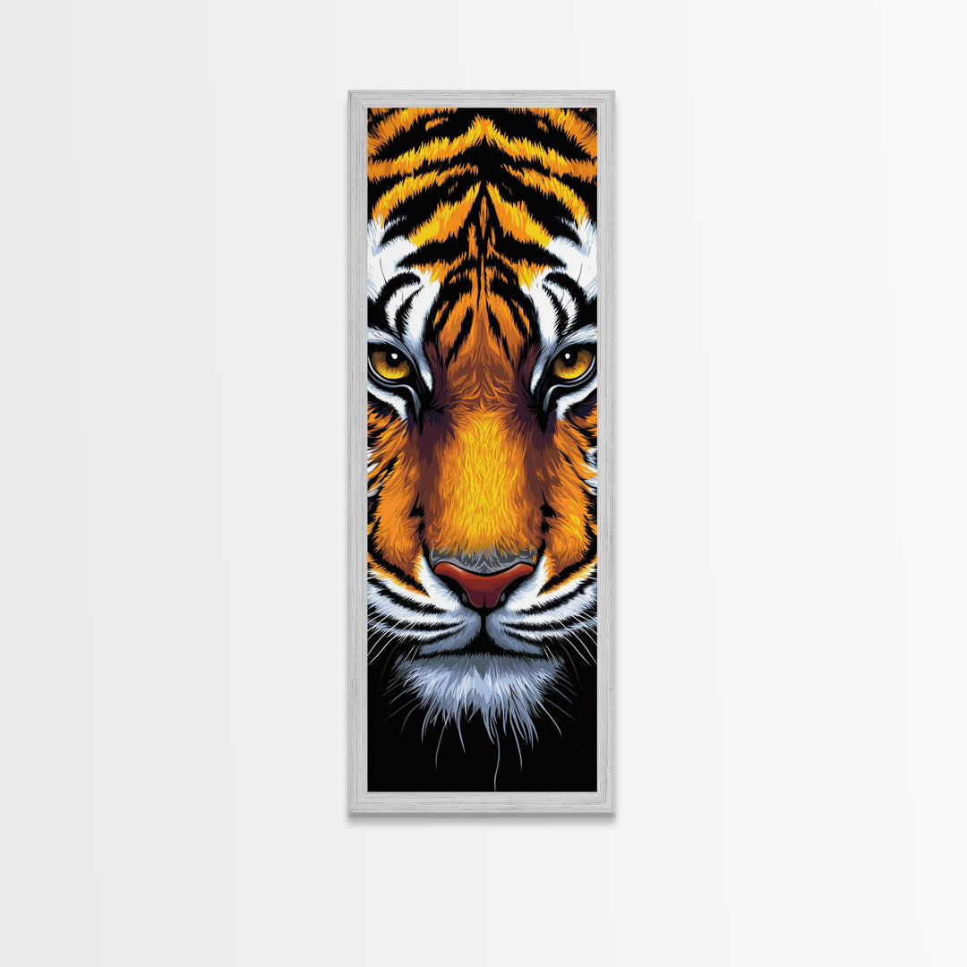 Fierce Tiger Face Framed Canvas Print, Bold Animal Wall Art, Wildlife Decor Above Couch Art, Statement Piece Christmas