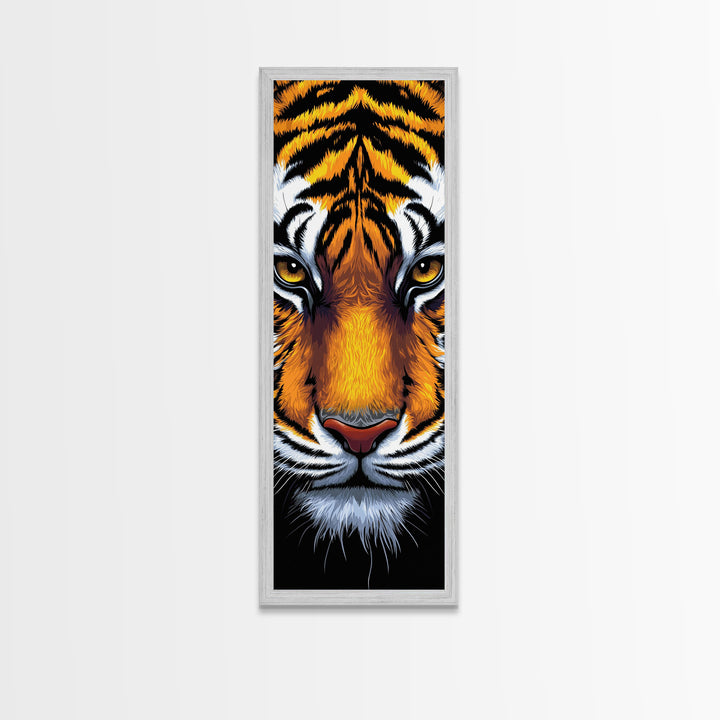 Fierce Tiger Face Framed Canvas Print, Bold Animal Wall Art, Wildlife Decor Above Couch Art, Statement Piece Christmas
