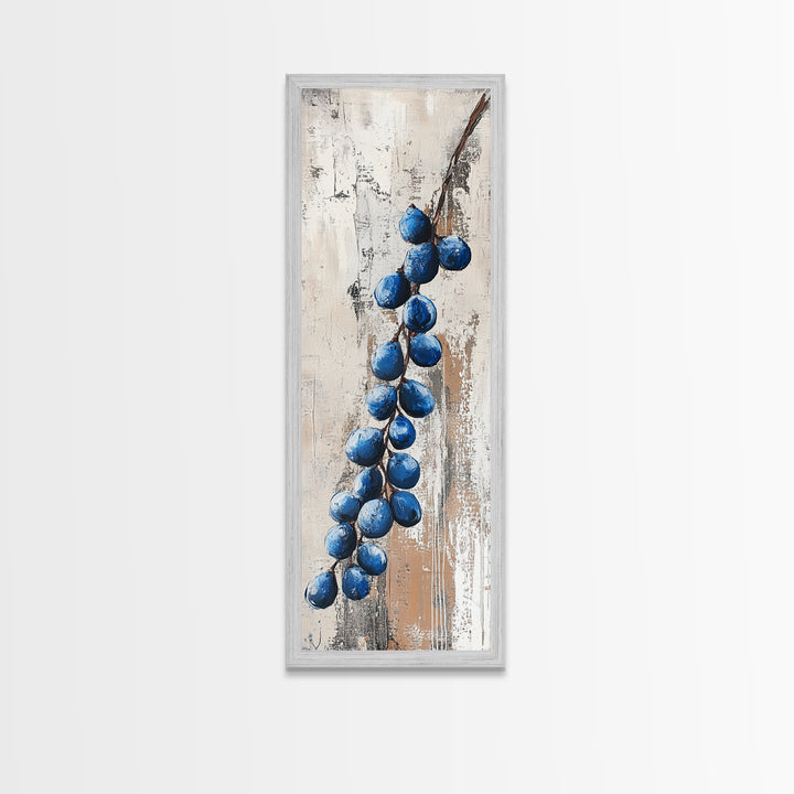 Framed Canvas Print Blueberries Still Life Painting Rustic Wall Art Botanical Prints Food Review Kitchen Art