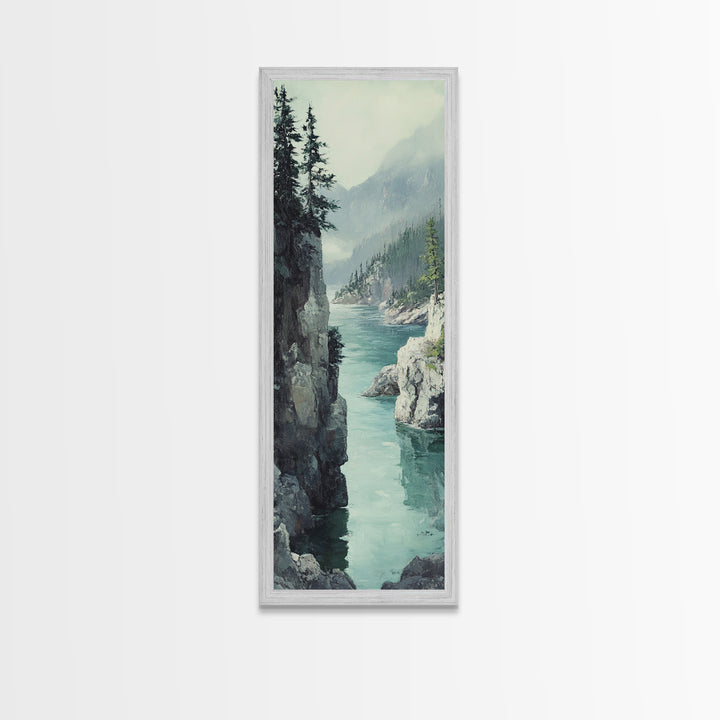 Framed Canvas Print Coastal Landscape Art Nautical Decor Tall Narrow Art Beach House Wall Art Perfect Above Couch Nautical Wall Art