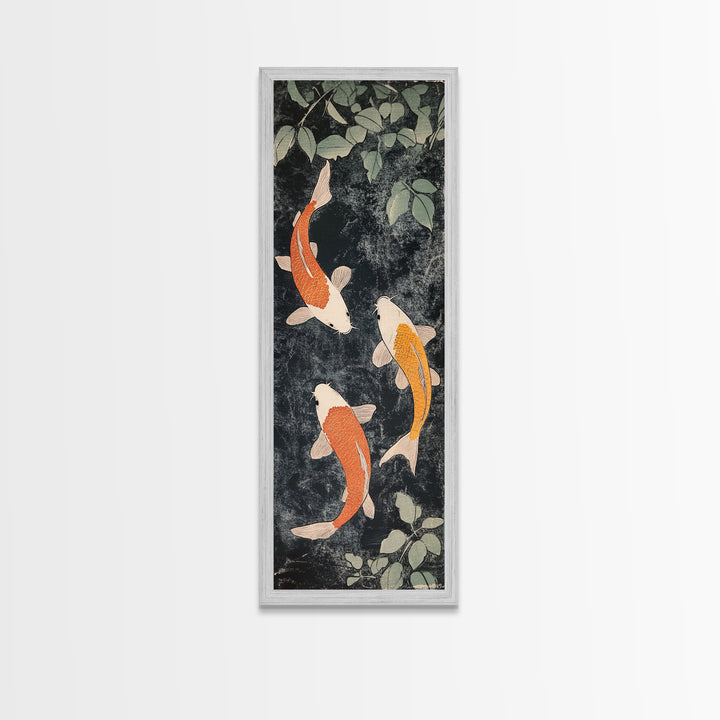 Canvas Print Koi Fish Painting Asian Decor Chinoiserie Wall Art Nature Inspired Wabi Sabi Art Ideal Living Room Minimalist Art