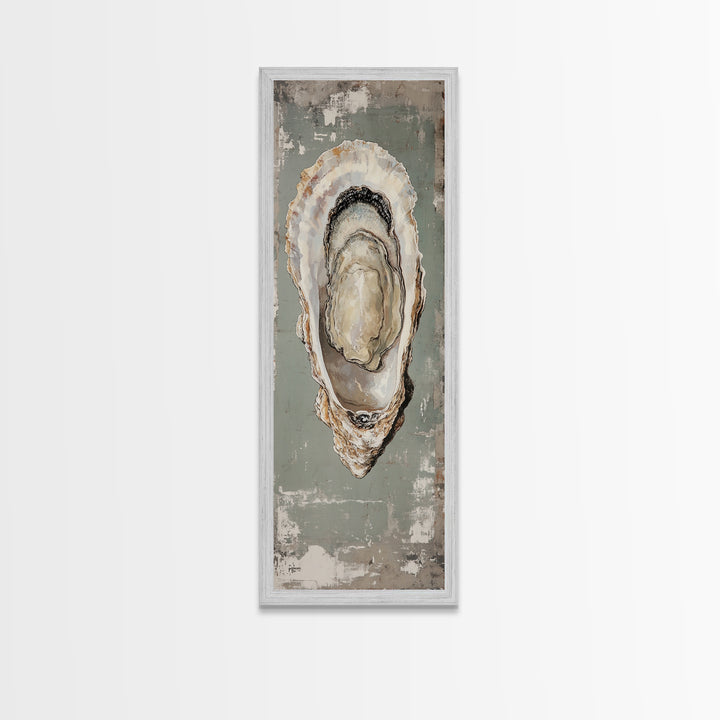 Canvas Print Rustic Oyster Shell Painting Coastal Kitchen Decor Wabi Sabi Art Living Room Art Nautical Wall Art Coastal Kitchen Decor