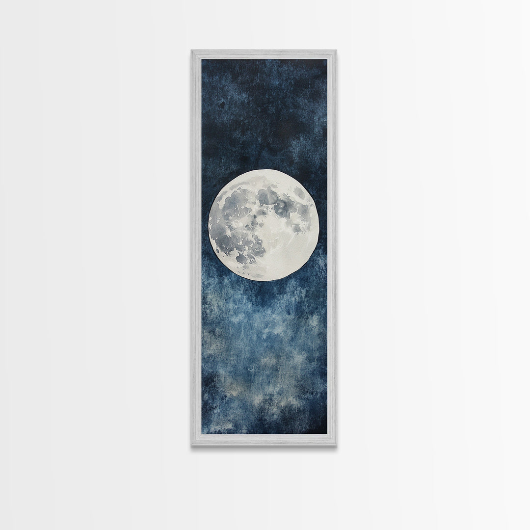 Framed Canvas Print Majestic Moon on Dark Sky, Coastal Inspired Wall Art, Nautical Home Decor, Large Wall Art Above Sofa Gift Him