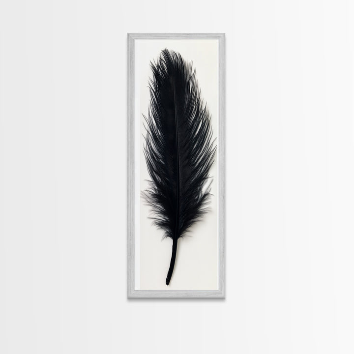 Abstract Black Feather Painting Print, Tall Skinny Art, Retro Home Decor, Abstract Art, Narrow Tall Wall Art, Feather Art, Farmhouse Art
