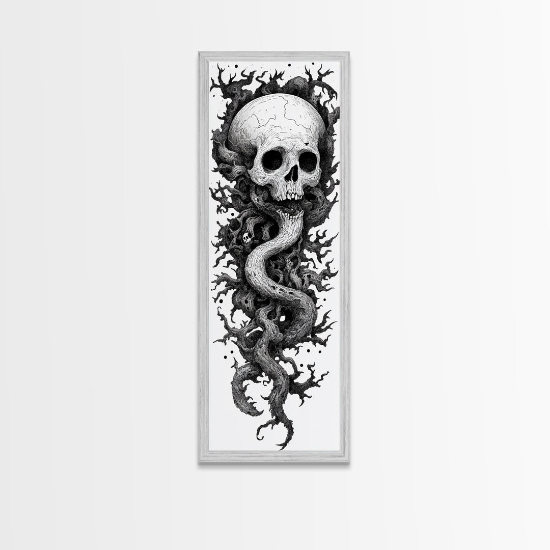 Cosmic Horror Wall Art Framed Canvas Print, Skull Art, Skull Painting Print, Skull Wall Art, Halloween Decor