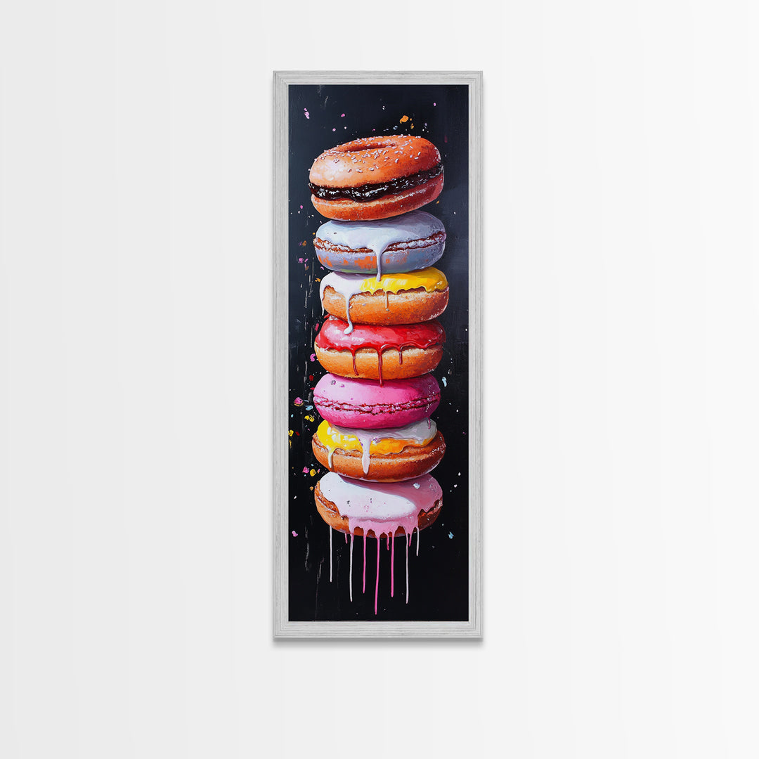 Cute Oil Painting Print of Macaroons - Kitchen Wall Art - Kitchen Decor - Framed Canvas Print - Preppy Kitchen Art - Girly Decor - Food Painting