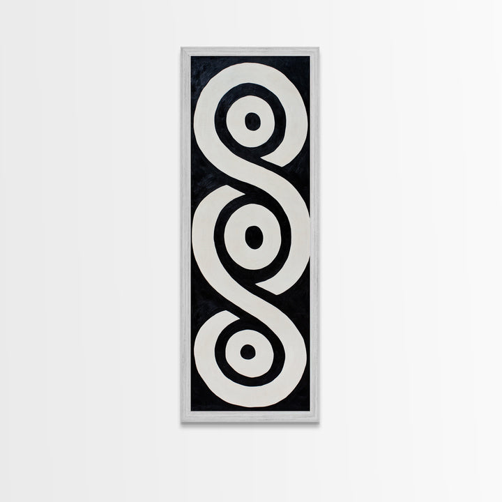 Framed Canvas Print of Black and White Geometric Wall Art, Sacred Geometry Art, Minimalist Decor, Tall Skinny Art, Above Bed Wall Art, Modern Aesthetic
