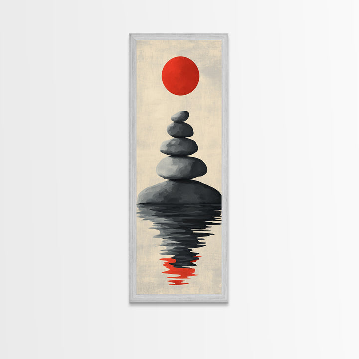 Canvas Print of Zen Art with Stacked Stones, Japanese Inspired, Minimalist Wall Art, Meditative Decor, Above Couch Art, Zen Wall Art, Peaceful Vibe