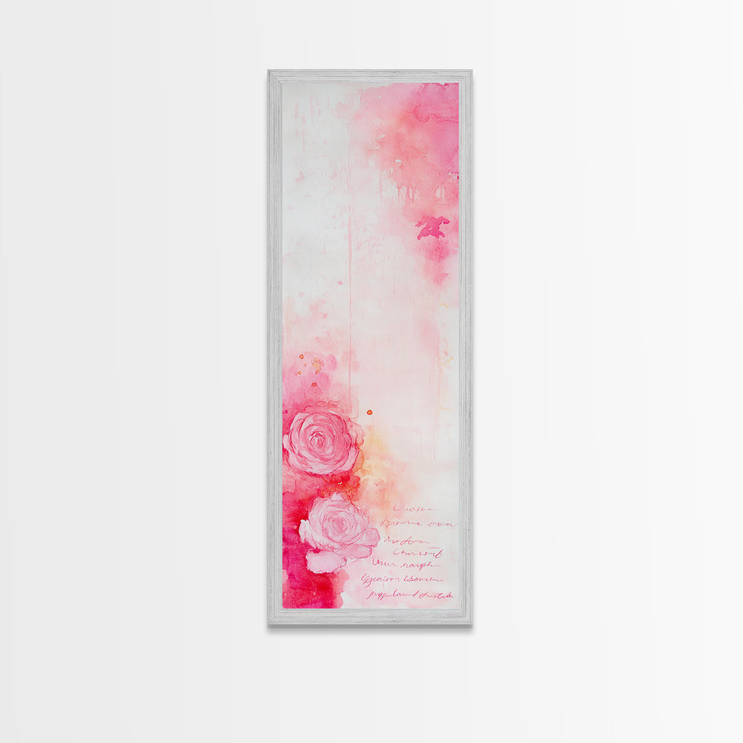 Rose Painting Framed Canvas Print Romantic Pink Art Light Abstract Wall Art Above Couch Art Gift Idea Living Room Wabi Sabi Decor