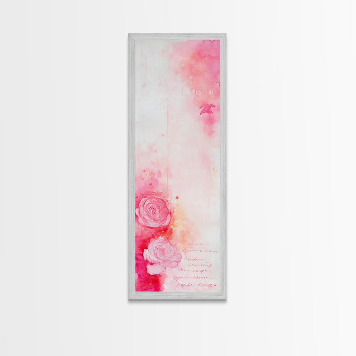 Rose Painting Framed Canvas Print Romantic Pink Art Light Abstract Wall Art Above Couch Art Gift Idea Living Room Wabi Sabi Decor