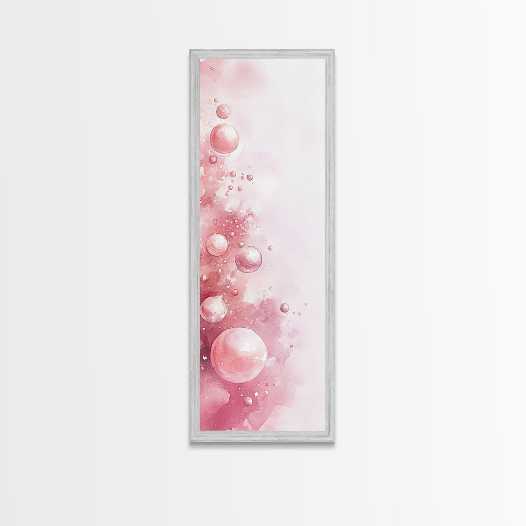 Bubble Abstract Framed Canvas Print Pink Abstract Art Minimalist Art Light Pink Wall Art Vertical Wall Art Living Room Art