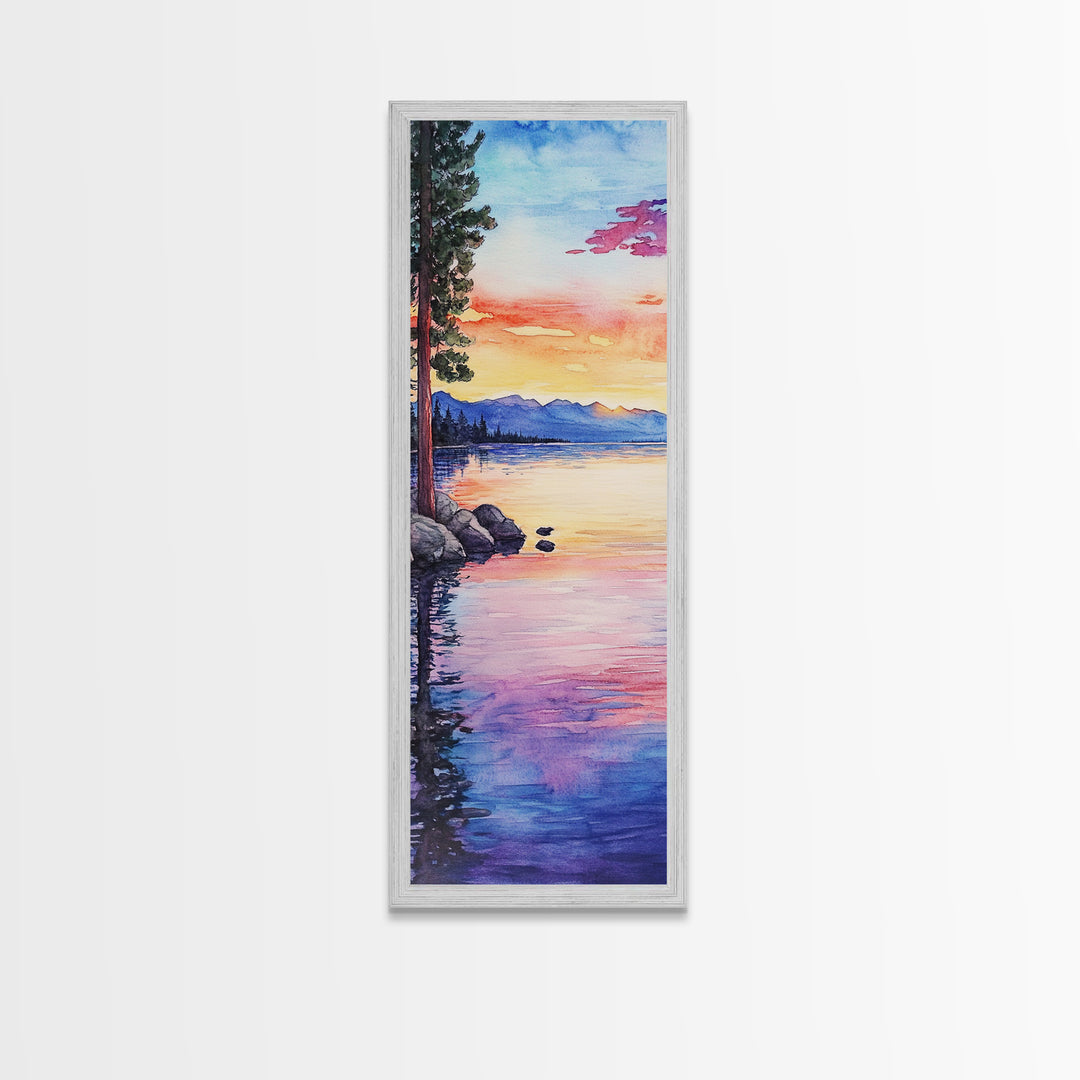Canvas Print Lake Tahoe Art Coastal Landscape Sunset Wall Art Nautical Decor Horizontal Wall Art Living Room Art Christmas Gift