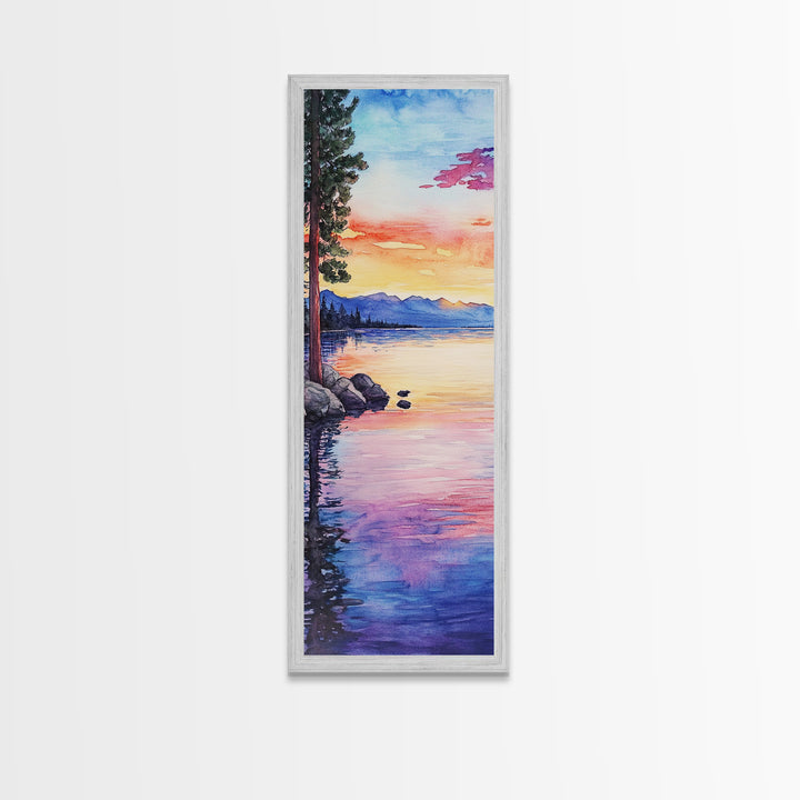 Canvas Print Lake Tahoe Art Coastal Landscape Sunset Wall Art Nautical Decor Horizontal Wall Art Living Room Art Christmas Gift