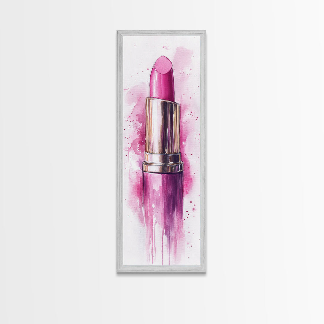 Bold Pink Lipstick Framed Canvas Print Feminine Modern Wall Art Beauty Decor Moody Pink Abstract Painting Bedroom Art Gift Idea