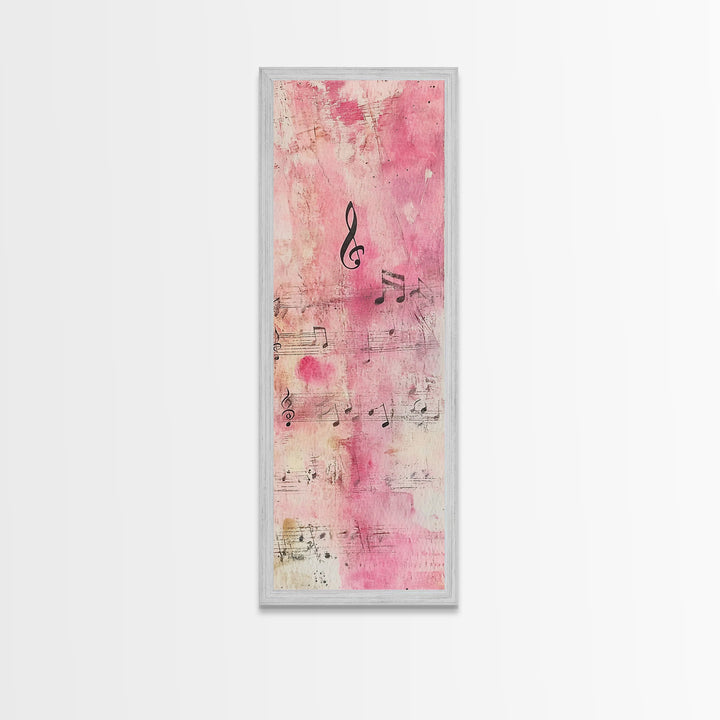 Musical Notes Abstract Canvas Print Pink Abstract Art Whimsical Art Rustic Decor Gift Idea Music Lovers Light Pink Wall Art