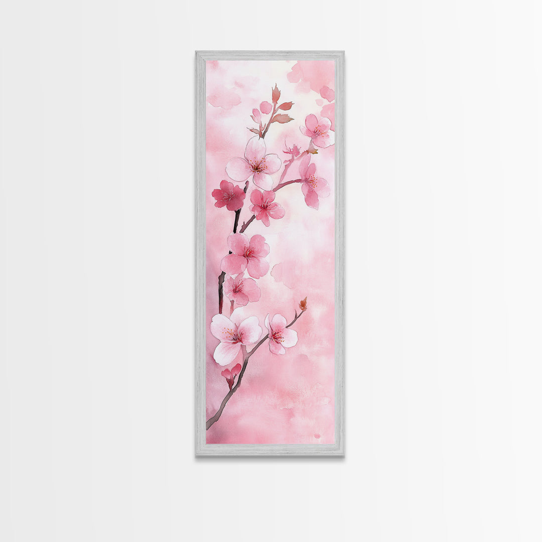 Delicate Cherry Blossom Framed Canvas Print Featuring Japanese-Inspired Botanical Prints for Bedroom or Living Room Wall Art