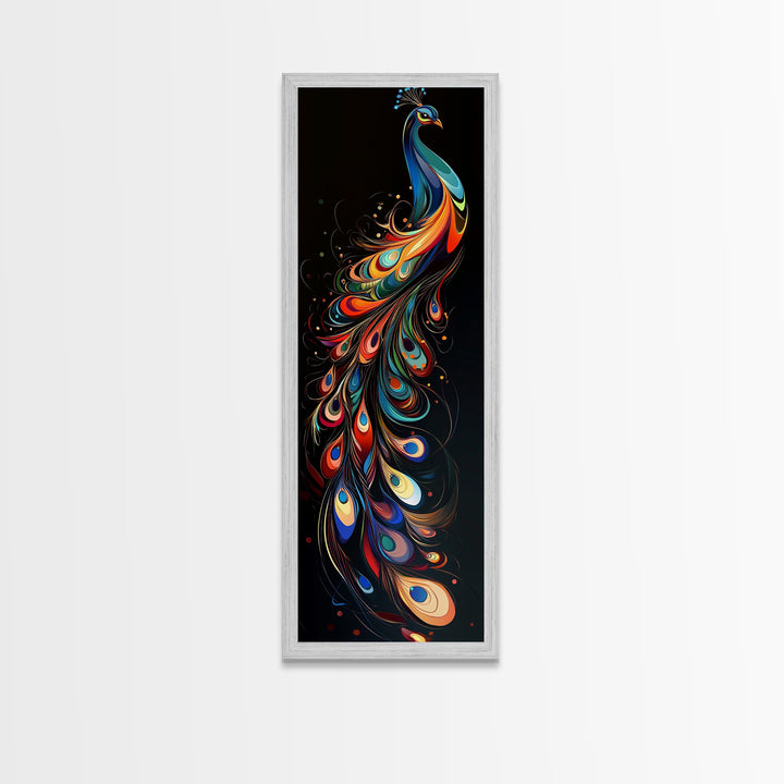 Whimsical Peacock Wall Art Canvas Print with Bold Modern Design and Boho Decor, Perfect Accent for Bedroom or Living Room Art