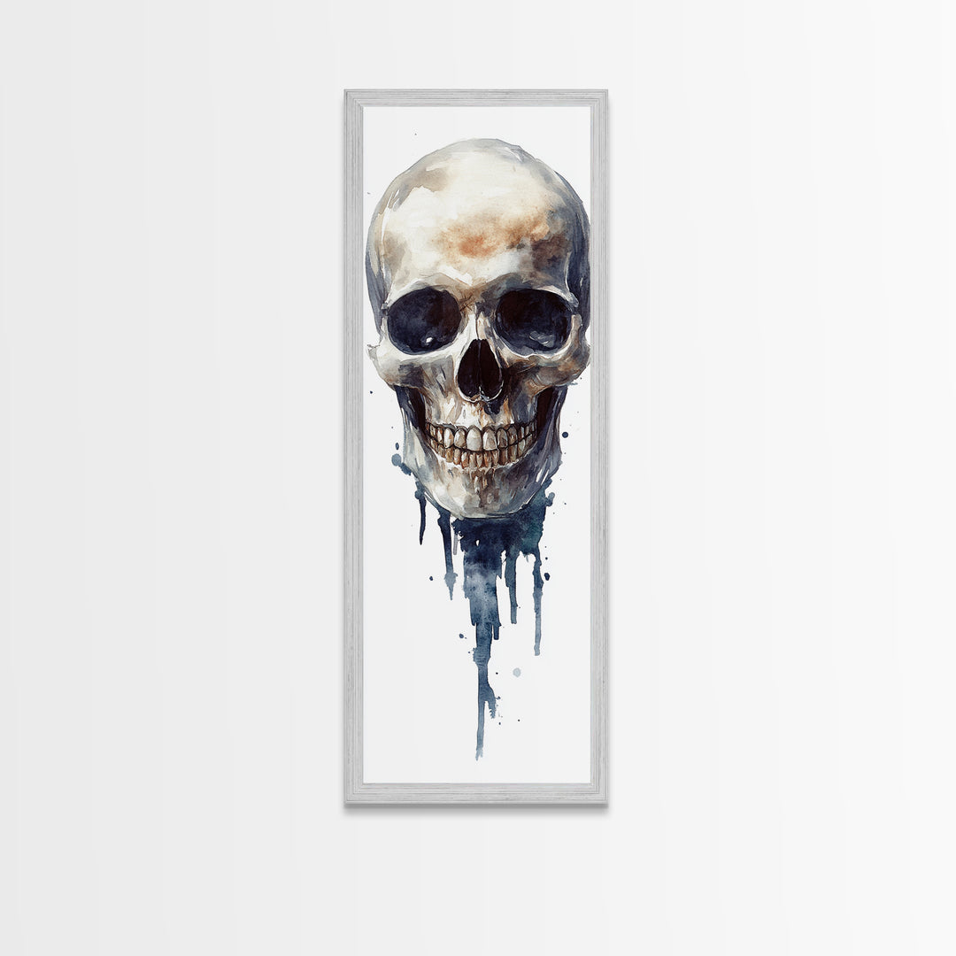 Framed Canvas Print Skull Art for Gothic Decor, Moody Halloween Wall Art, Original Skull Artwork, Living Room Art, Gift Idea for Him