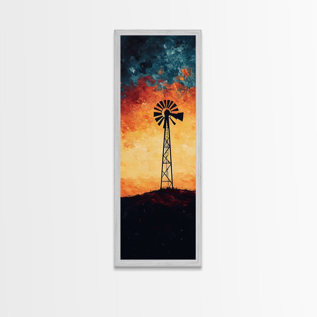 Windmill Canvas Print Southwest Wall Art, Moody Desert Sunset Artwork, Rustic Decor, Joshua Tree Inspired, Gift Idea for Her