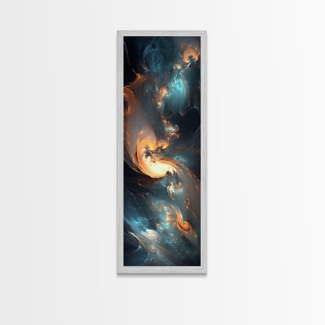 Radiant Sky Abstract Blue Wall Art Framed Canvas Print Coastal Decor Moody Wall Art Extra Wide Art Horizontal Panoramic