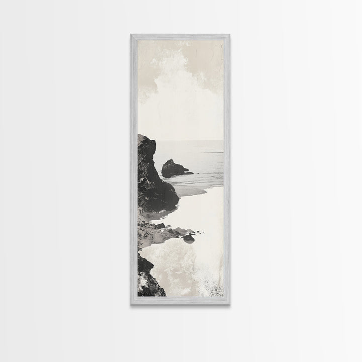 Tranquil Coastal Rocks Canvas Print Nautical Wall Art Minimalist Art Seascape Art Bedroom or Living Room Rustic Coastal Decor Piece