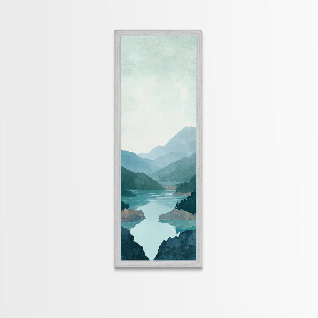 Misty River Landscape Canvas Print Smoky Mountain Art Coastal Wall Art Bedroom or Living Room Rustic Decor Panoramic Wall Piece