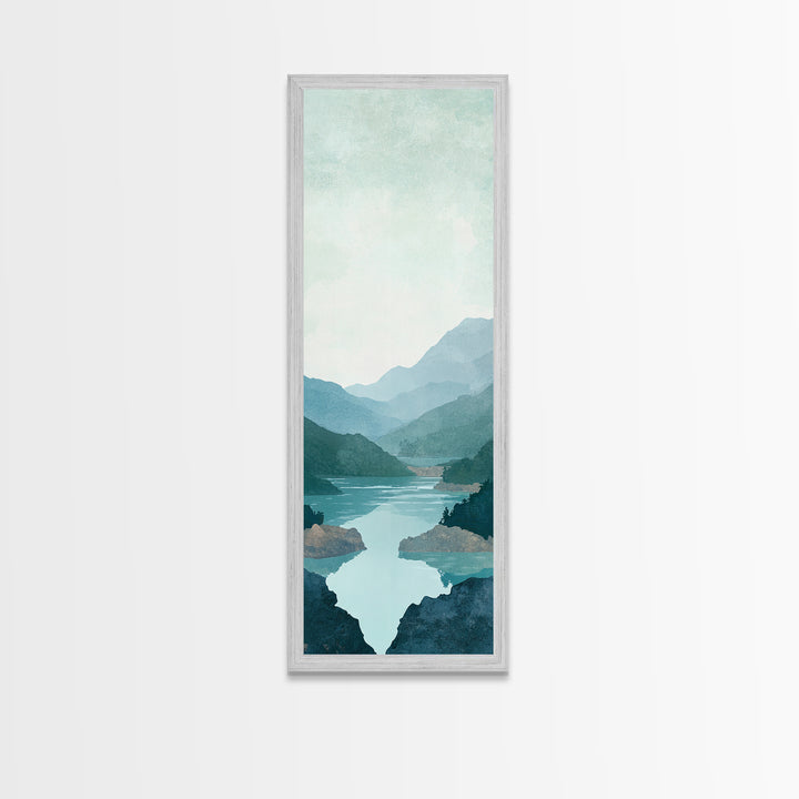 Misty River Landscape Canvas Print Smoky Mountain Art Coastal Wall Art Bedroom or Living Room Rustic Decor Panoramic Wall Piece
