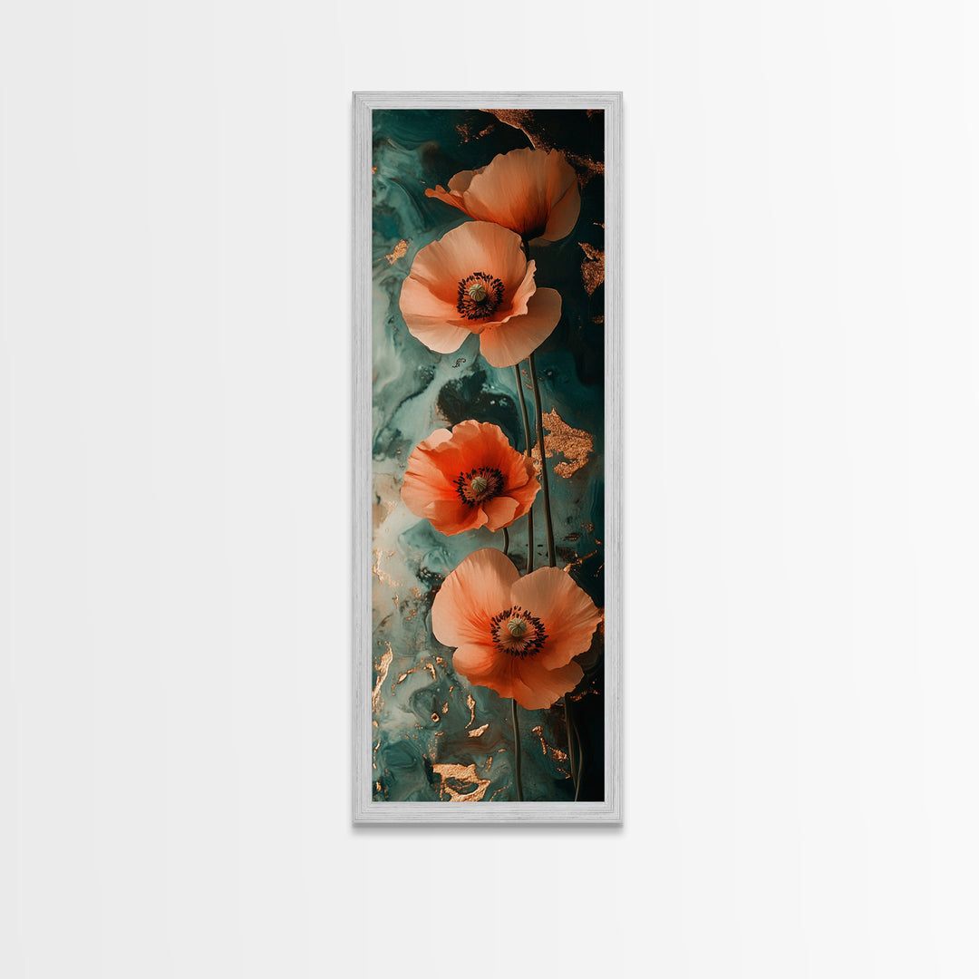 California Poppy Floral Framed Canvas Print | Wildflower Botanical Prints | Rustic Wall Art | Vertical Wall Art | Gift Idea Her