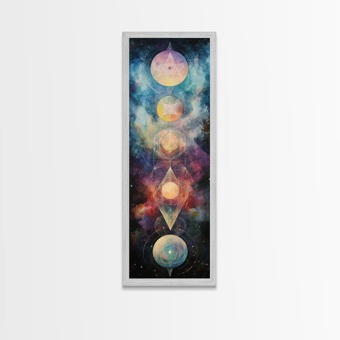 Galactic Chakra Canvas Print With Sacred Geometry Art, Wabi Sabi Inspired, And Therapy Art For Bedroom Or Meditation Spaces