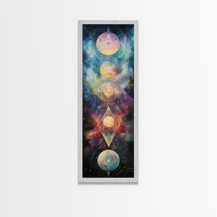 Galactic Chakra Canvas Print With Sacred Geometry Art, Wabi Sabi Inspired, And Therapy Art For Bedroom Or Meditation Spaces