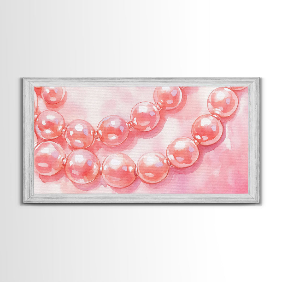 Blush Pearl Art Canvas Print Featuring Pearl Painting and Light Pink Wall Art Minimalist Art Gift Idea Guest Room Rustic Wall Decor