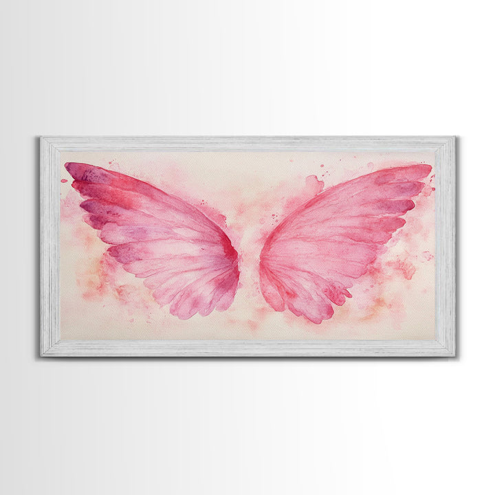 Angel Wings Canvas Print Whimsical Art Light Pink Wall Art Angel Art Prints Bedroom Decor Above Bed Wall Art Gift Idea