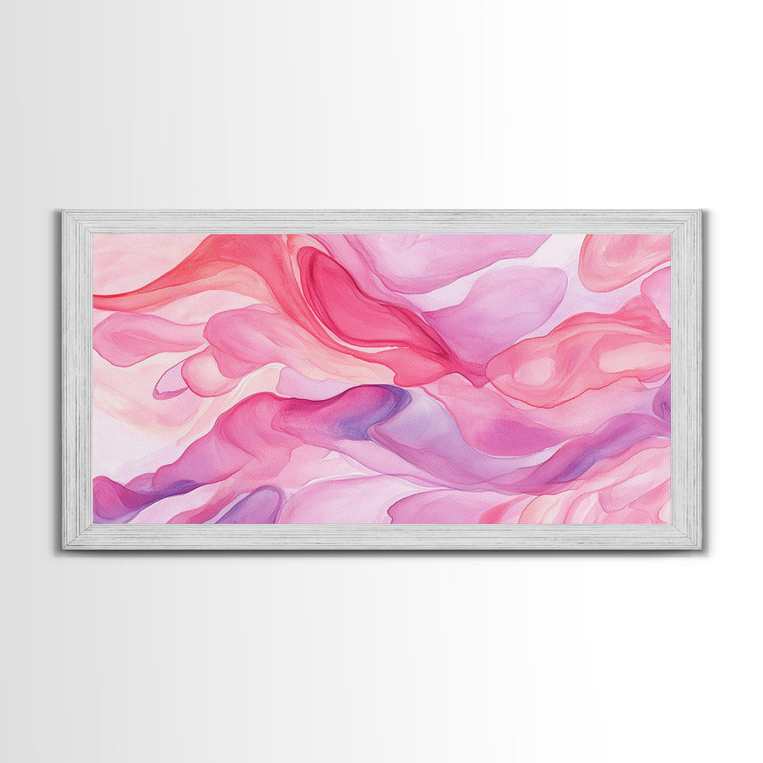Pink Abstract Flowing Design Canvas Print, Whimsical Minimalist Light Pink Wall Art, Dorm Room Bedroom Art Unique Gift Idea