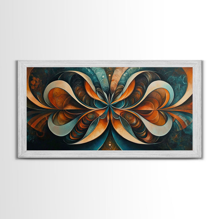 Butterfly Abstract Framed Canvas Print, Geometric Wall Art Moody Modern Decor, Sacred Geometry Artwork Idea Horizontal Living Room Design