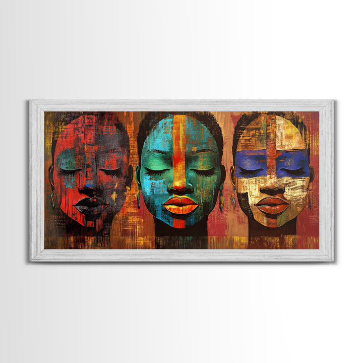 Vibrant African Art Canvas Print, Afrocentric Wall Art Decor, Colorful Moody Abstract Painting, Unique Therapy Art Gift Idea