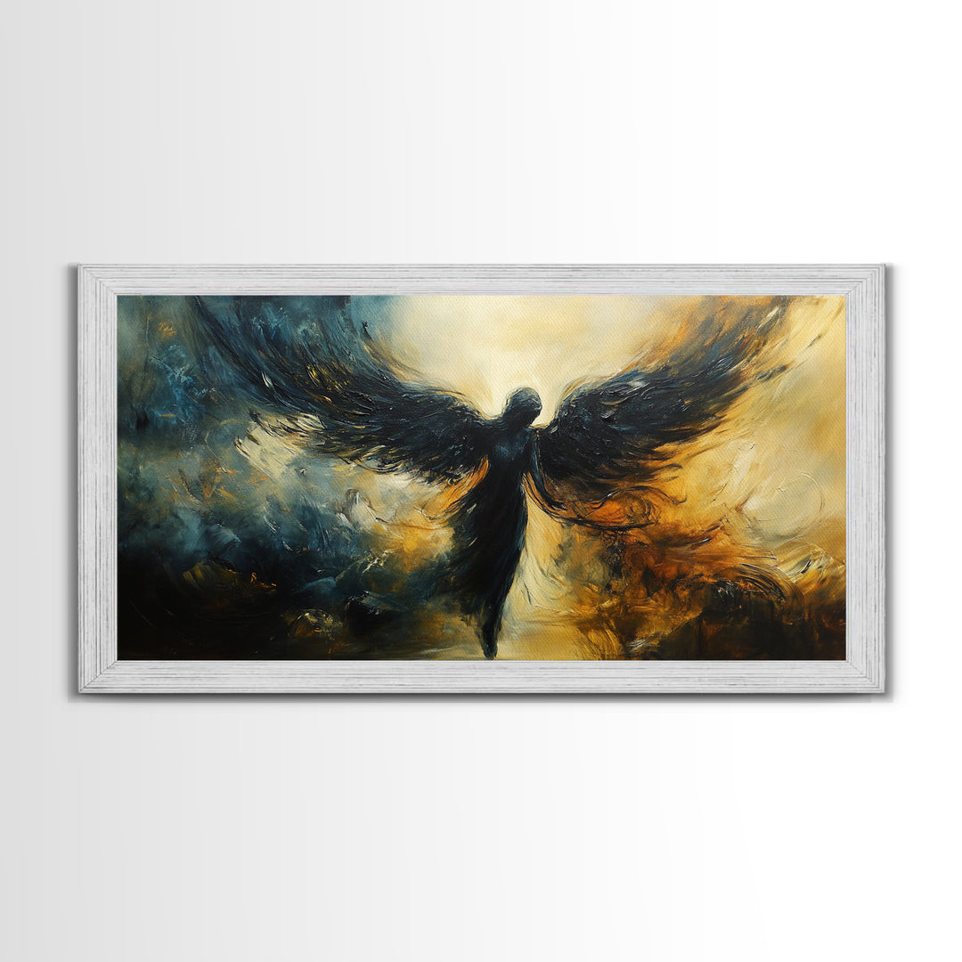 Dark Angel Framed Canvas Print with Moody Art and Dark Angels Wall Art Perfect Gothic Bedroom or Living Room Statement Piece
