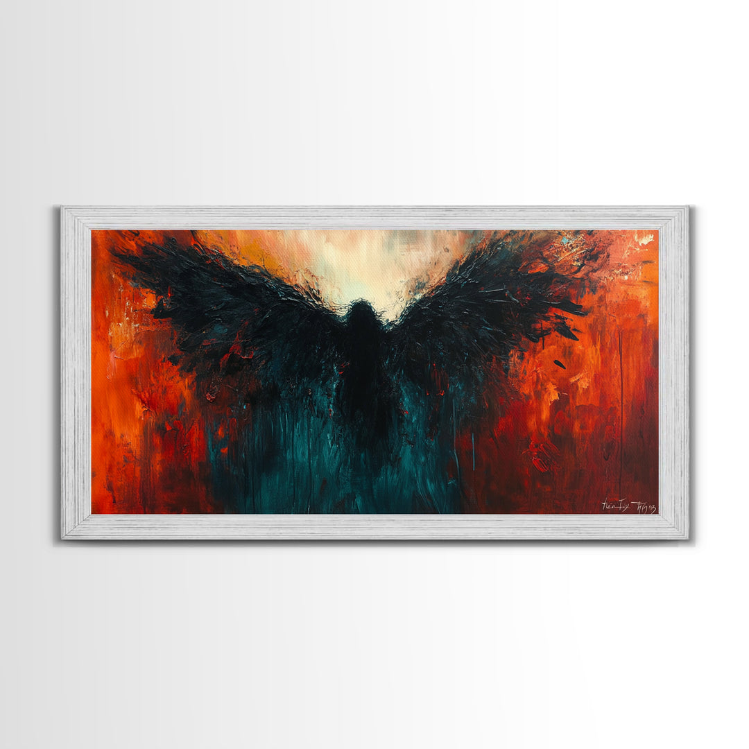 Phoenix Metal Inspired Framed Canvas Print with Bold Moody Art Stunning Southwest Wall Art for Bedroom or Living Room