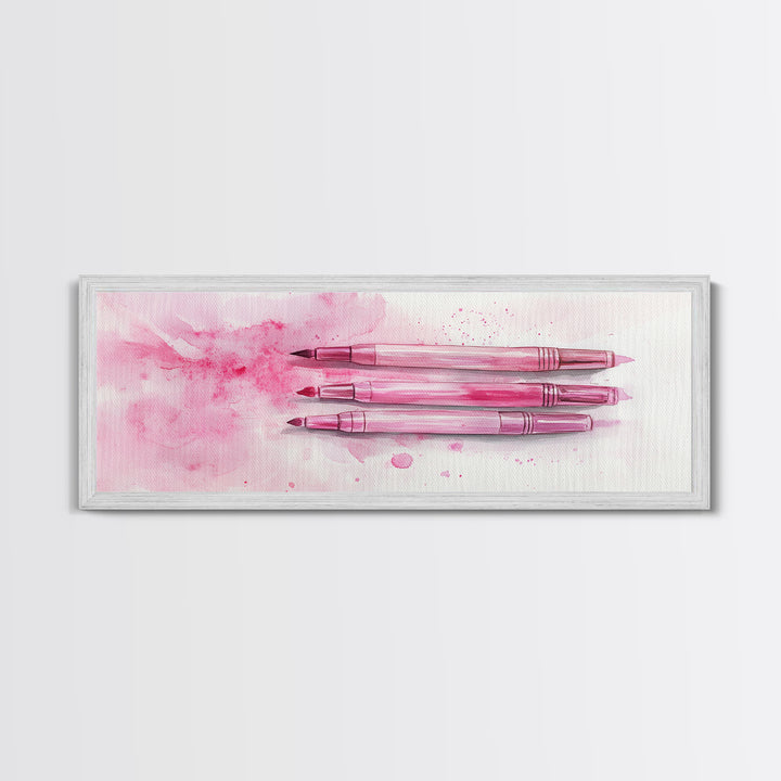 Pink Brushes Art Canvas Print with Geometric Design, Light Pink Wall Art Perfect Above Sofa or Dorm Room, Wabi Sabi Inspired Decor
