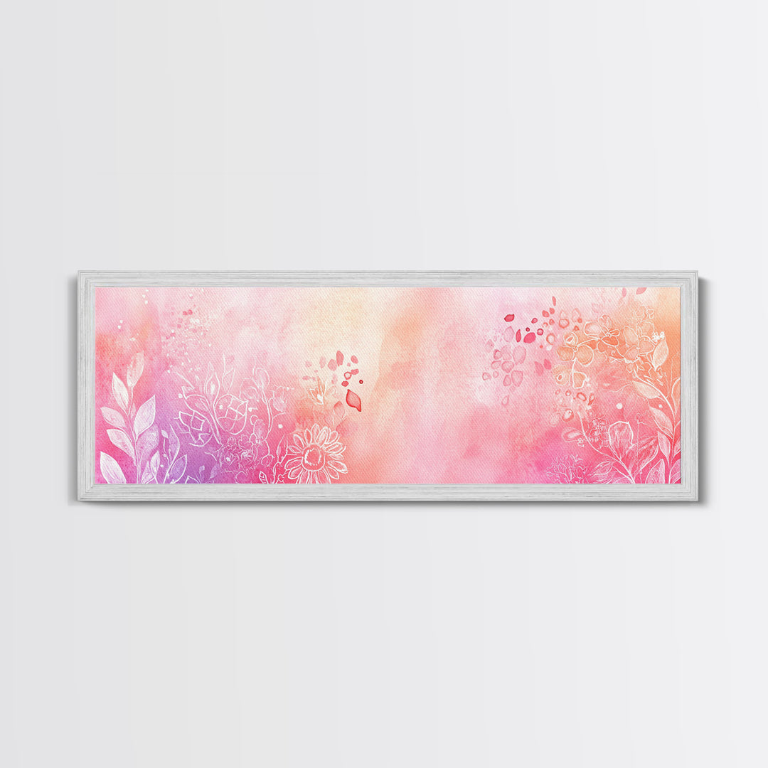 Botanical Prints Canvas Print Featuring Pink Abstract Floral Artwork, Living Room Wall Art in Pastel Hues, Light Pink Decor
