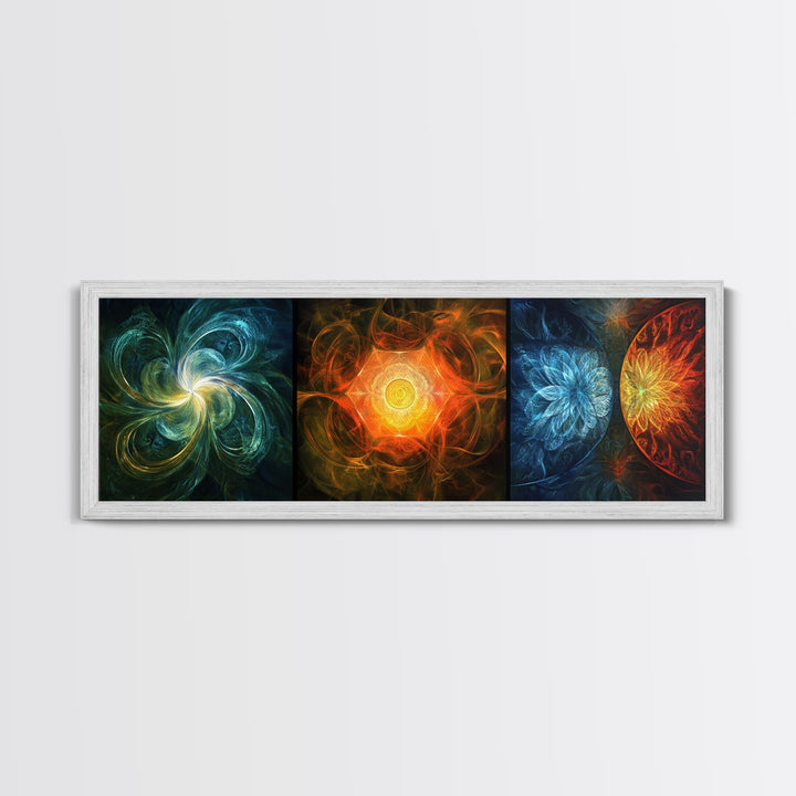 Radiant Mandala Canvas Print Sacred Geometry Art Wildflower Painting Bold Statement Wall Art Bedroom Modern Living Room Decor