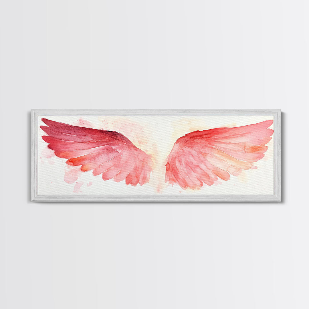 Angel Wings Canvas Print, Pink Abstract Art with Light Tones, Whimsical Zen Wall Art for Bedroom, Gift Idea for Spirituality Lovers