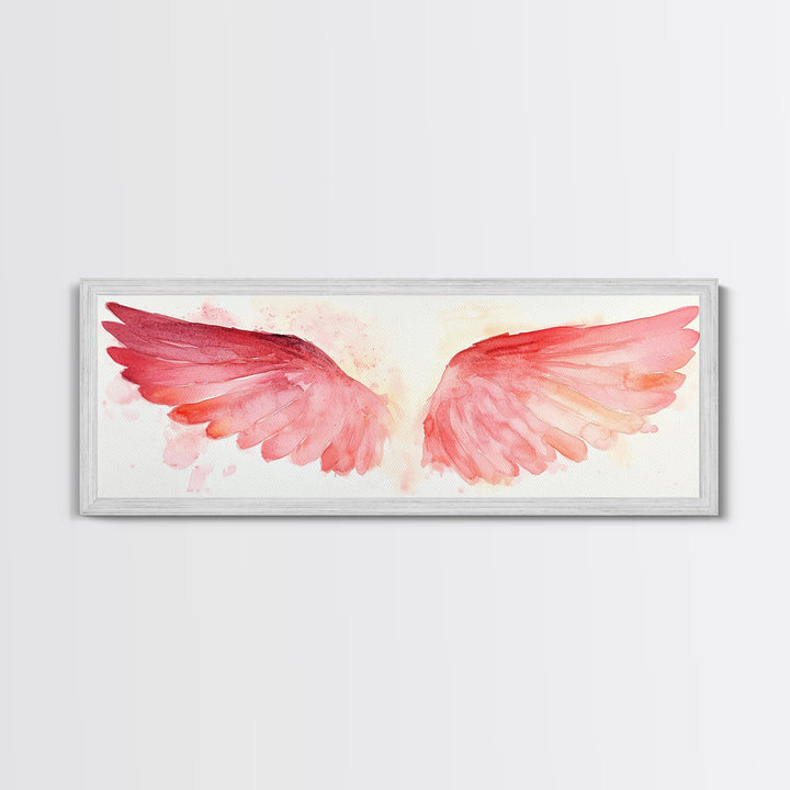 Angel Wings Canvas Print, Pink Abstract Art with Light Tones, Whimsical Zen Wall Art for Bedroom, Gift Idea for Spirituality Lovers
