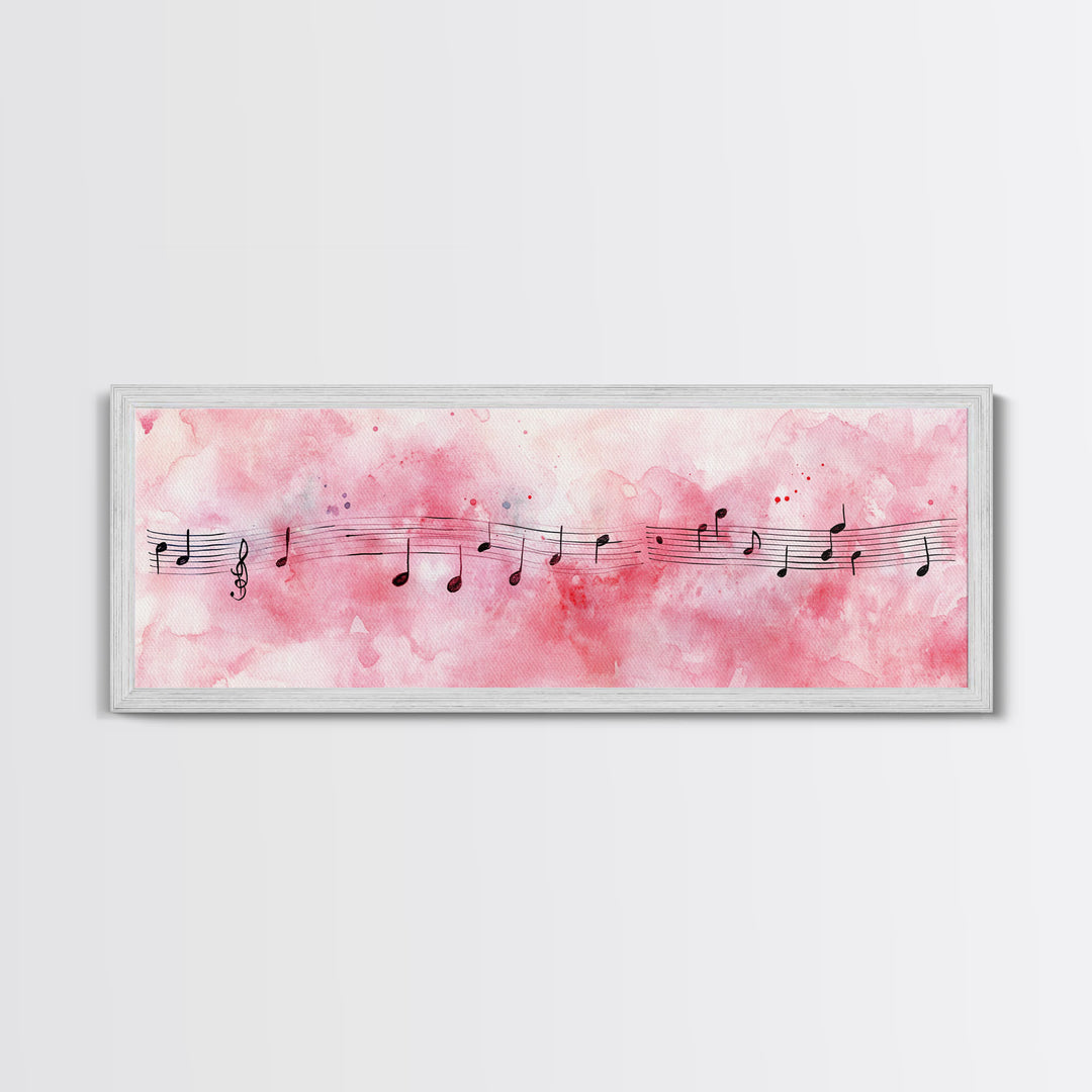 Musical Notes Canvas Print Artistic Sheet Music Wall Art Light Pink Abstract Artwork Rustic Wabi Sabi Art Living Room Decor Gift