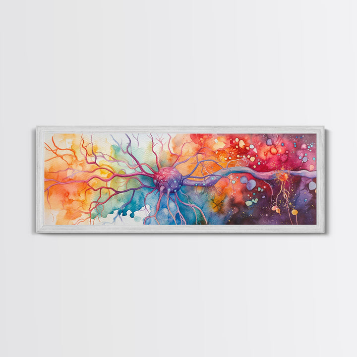 Neurons Framed Canvas Print Science Art Abstract Brain Art Whimsical Modern Wall Decor Perfect for Study Therapy Office Living Room
