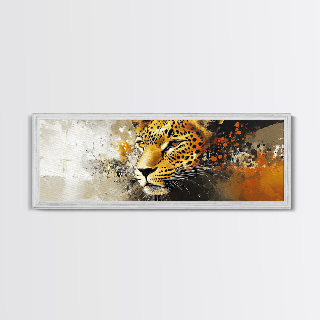 Bold Leopard Framed Canvas Print - Vibrant Wildcat Painting, Moody Jungle Art, Safari Wall Decor, Animal Gift Idea For Her, Bedroom Art