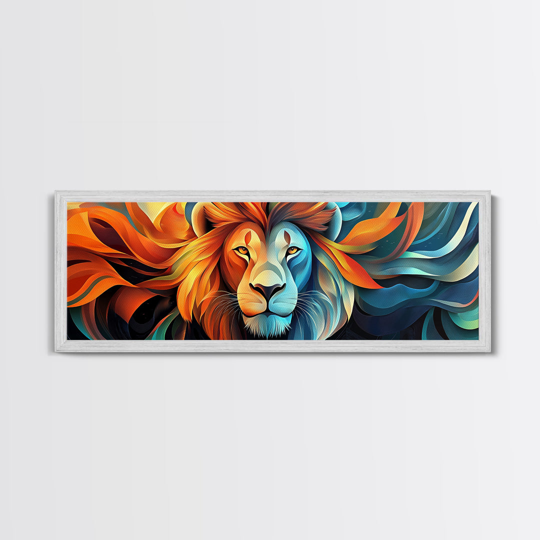 Bold Lion Profile Canvas Print, Whimsical Wall Art, Rustic Decor, Bedroom Art, Living Room Art, Vibrant Painting, Gift Idea