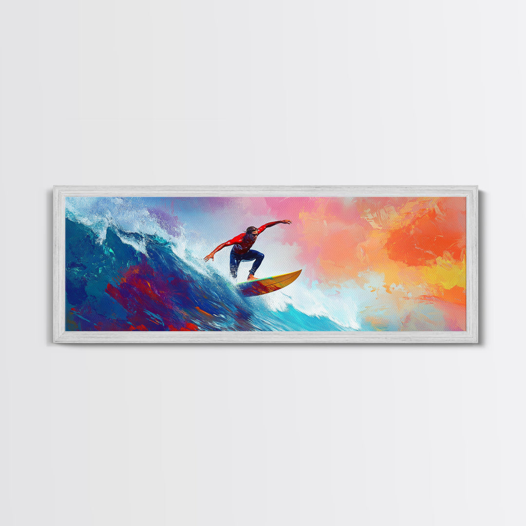 Coastal Canvas Print of Abstract Surf Wall Art with Bright Blue Waves, Nautical Painting, Coastal Cowgirl Wall Art, Gift Idea