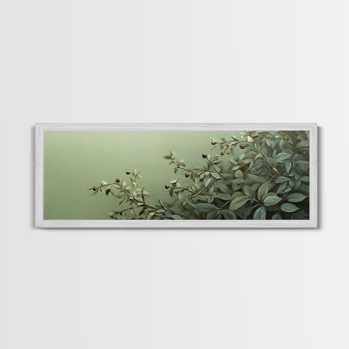 Nature-Inspired Sage Green Framed Canvas Print – Sage Green Wall Art, Botanical Prints, Minimalist Art, Bedroom Art, Wabi Sabi Art