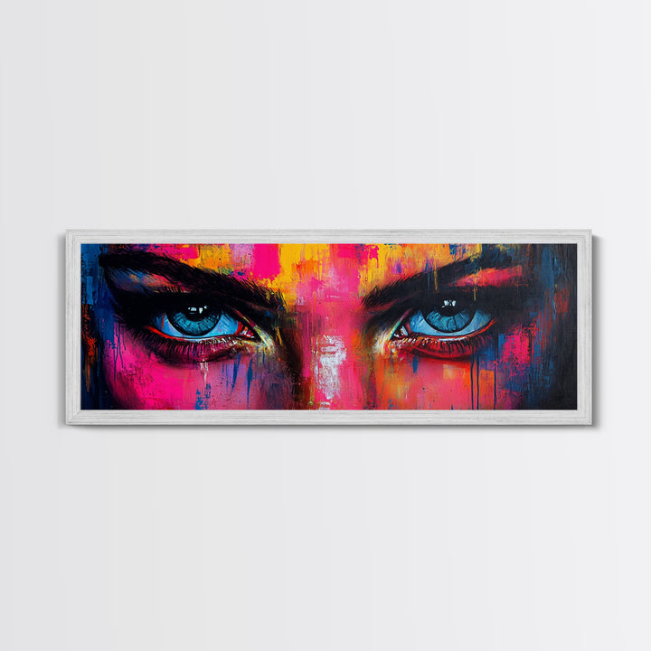 Vibrant Eyes Abstract Canvas Print, Modern Whimsical Wall Art, Colorful Art Gift Idea Bedroom Boho Artistic Expression Decor