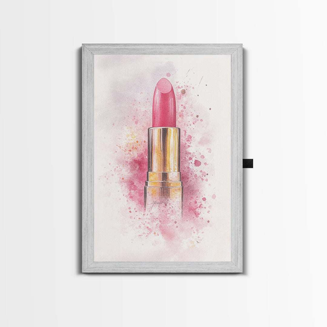 Radiant Pink Lipstick Canvas Print | Feminine Wall Art | Makeup Lover Decor | Modern Minimalist Art | Bathroom Accent | Gift Idea Her
